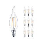 Voordeelpak 10x Philips Corepro LED Kaars E14 Gebogen-tip Filament Helder 2W 250lm - 827 Zeer Warm Wit | Vervangt 25W