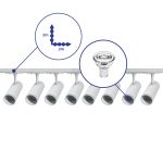 Complete Set 1-Fase Rail L 2 x 2 Meter Wit | incl. 8x Spot + GU10 2700K 3W Dimbaar + Eindkap, Voedingsconnector en L -Verbindingsstuk