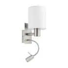 Eglo Wandlamp Pasteri Staal Satijn Nikkel 40 | IP20 - Incl. Spot en Excl. 1x E27